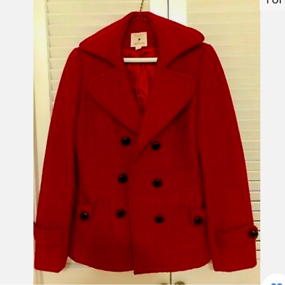 Red Forever 21 Wool Pea Coat